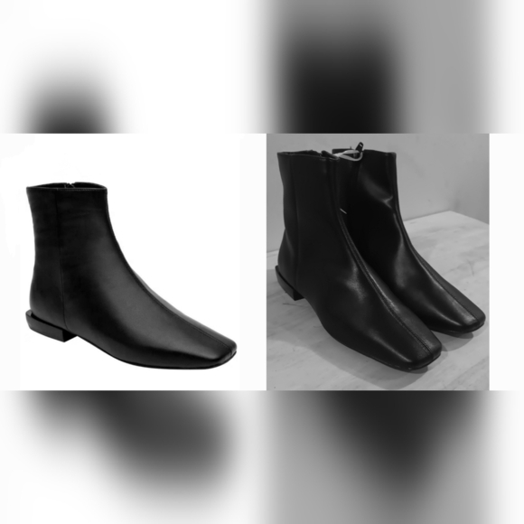 Paolo Shoes - New Linea Paolo Rad Bootie In Black leather zipper ankle boot low heel zip 4.5